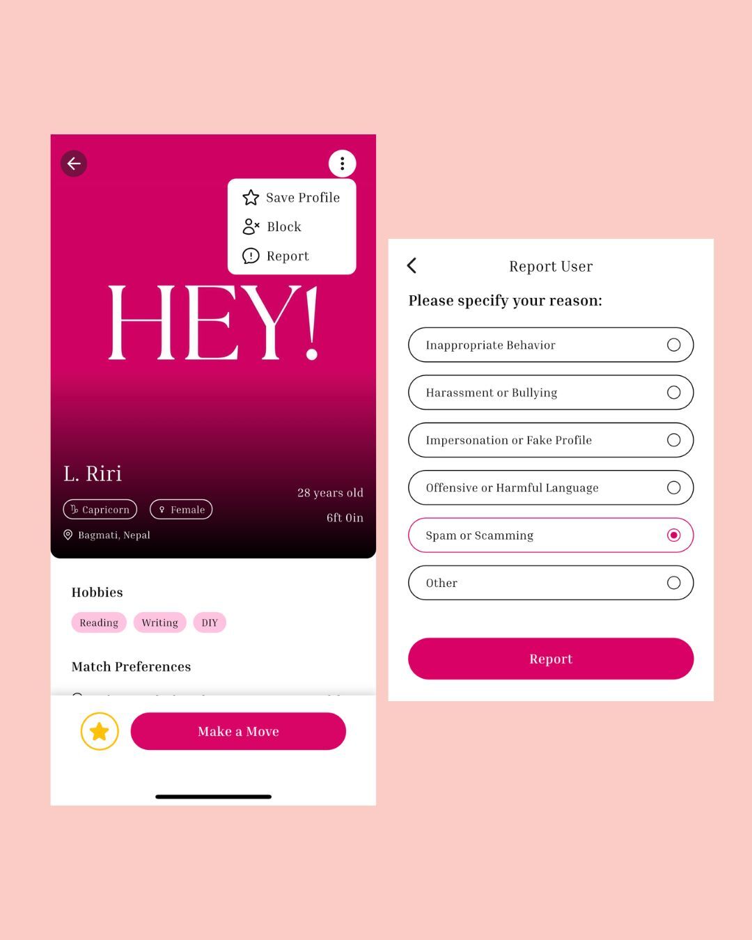Scammers in online dating (Report Image)